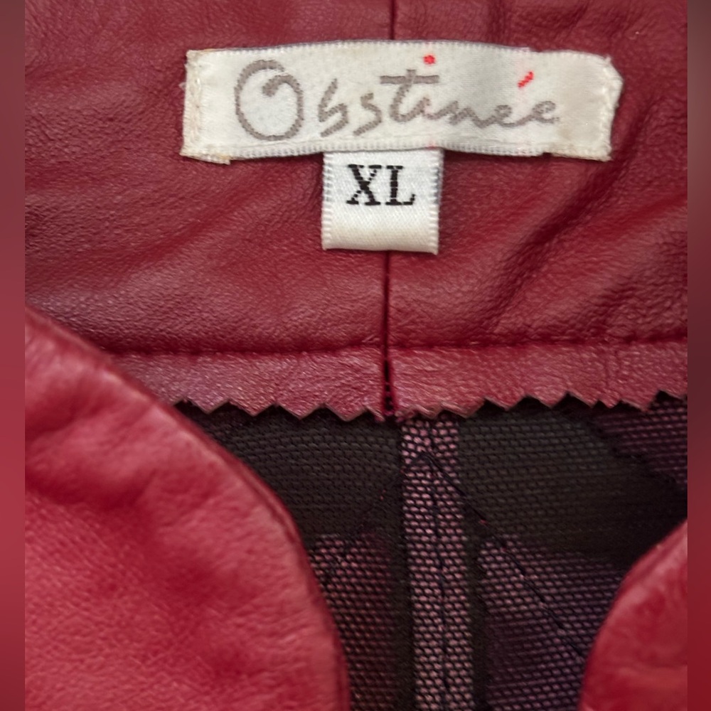 Leather Chic Pink Leaf Patterned Jacket Lining Po… - image 8